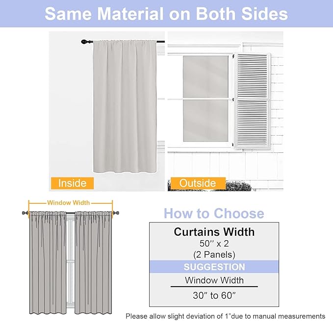 Simplebrand Ava Natural Blackout Curtains for Bedroom 84 Inch Length 2 Panels Set, Solid Thermal Insulated Privacy Living Room Window Treatment Curtains Blackout Drapes, W50 x L84 Inch, Natural
