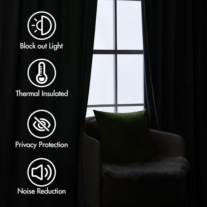 MIULEE Sage Green Velvet Curtains 96 inches Long - Luxury Blackout Curtains for Bedroom Living Room Thermal Insulated Super Soft Window Drapes Back Tab Rod Pocket, W52 x L96 inches, 2 Panels