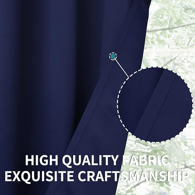 BGment Blackout Curtains for Bedroom - Grommet Thermal Insulated Room Darkening Curtains for Living Room, Set of 2 Panels (70 x 63 Inch, Navy Blue)
