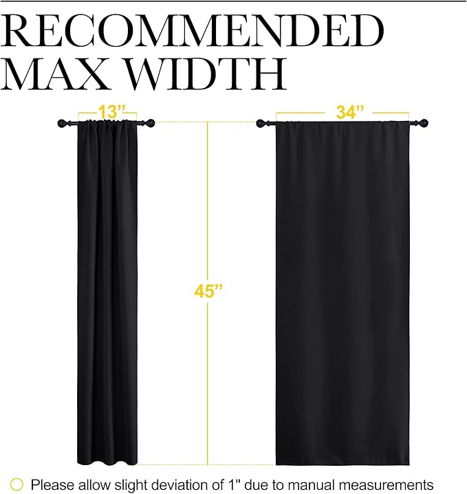 NICETOWN Black Out Curtain Panels for Kitchen - Energy Smart Decoration Thermal Insulating Blackout Drapes/Draperies for Small Window (2 Panels, 34 inches Wide by 45 inches Long)