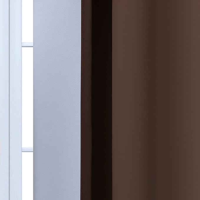 Yakamok Room Darkening Thickening Polyester Gradient Color Ombre Curtains with Grommet, Thermal Insulated Window Drapes for Living Room/Bedroom (Brown and Greyish White, 2 Panels, 52x72 Inch)