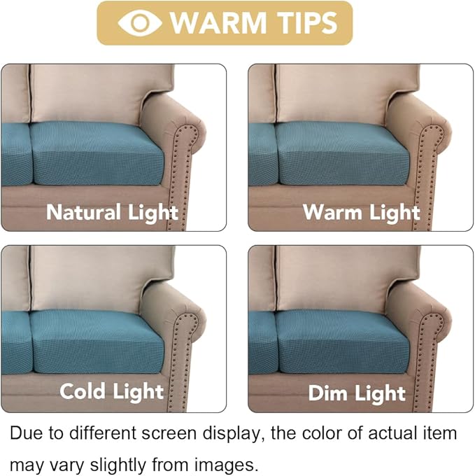 H.VERSAILTEX Super Stretch Individual Seat Cushion Covers Sofa Covers Couch Cushion Covers Slipcover Sets Thick Jacquard Textured Twill Fabric (1 Piece Chair Cushion Cover, Storm Blue)