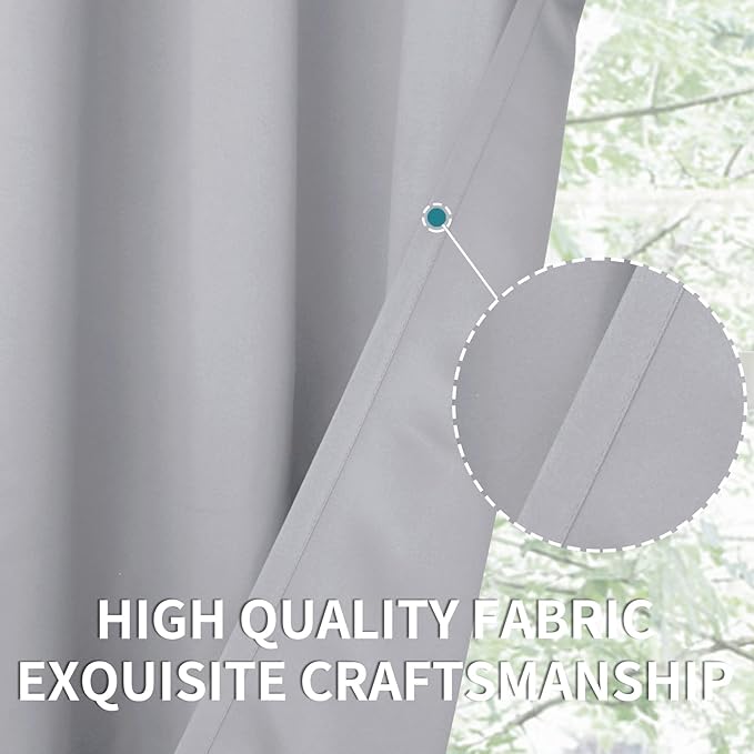 BGment Room Darkening Curtains for Bedroom - Grommet Thermal Insulated Window Treatments Light Blocking Curtains for Living Room, Each 55 x 96 Inch, Light Grey
