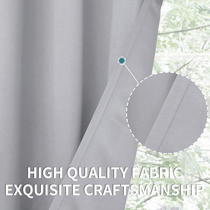 BGment Room Darkening Curtains 95 Inches Long - Grommet Thermal Insulated Drapes Window Treatment Curtains for Bedroom, 2 Panels, 52 x 95 Inch, Light Grey