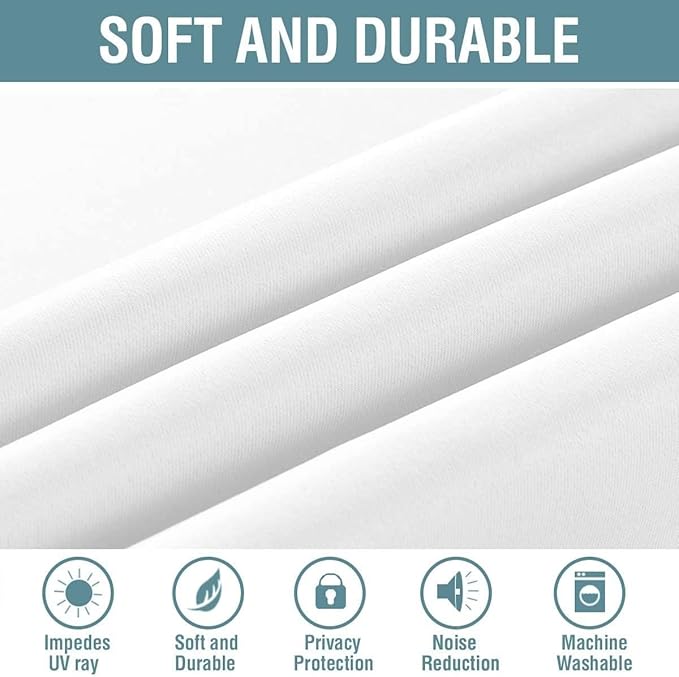 H.VERSAILTEX White Curtains for Living Room Pure White Curtain 96 inches Long Thermal Insulated Window Treatment Panel/Drape for Bedroom, White, One Panel, Grommet Top, 52" W x 120" L
