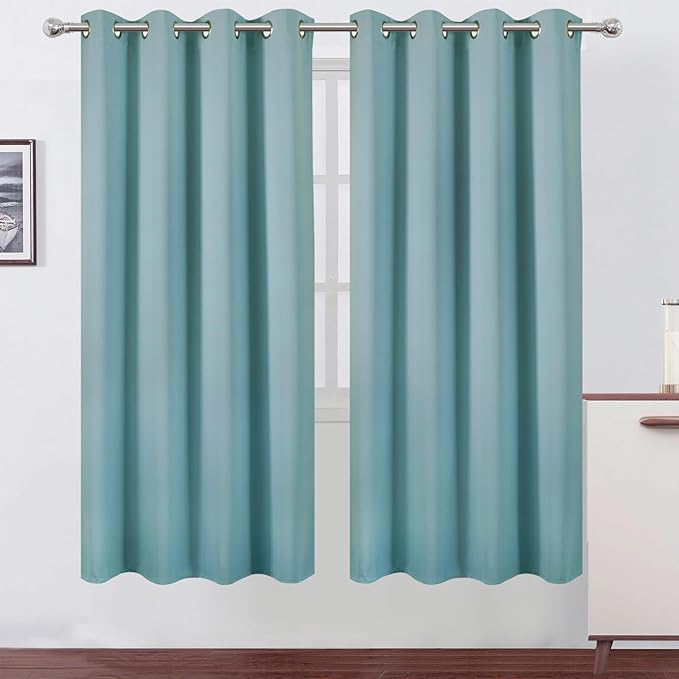 LEMOMO Stone Blue Thermal Blackout Curtains/52 x 72 Inch/Set of 2 Panels Room Darkening Curtains for Bedroom