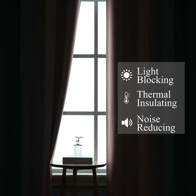 Estelar Textiler Pink and Grey Ombre Blackout Curtains 102 Inches Long for Bedroom, Thermal Insulated Full Room Darkening Grommet Gradient Drapes for Living Room, 52Wx102L, 2 Panels