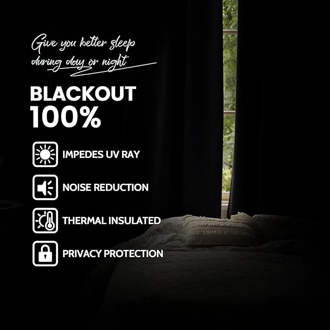 Yakamok Room Darkening 100% Blackout Curtains Grommet Window Treatments with 2 Thick Layers-Purple Thermal Insulated Drapes Set of 2 Panels for Bedroom Living Room 38 Inches by 72 Inches Length