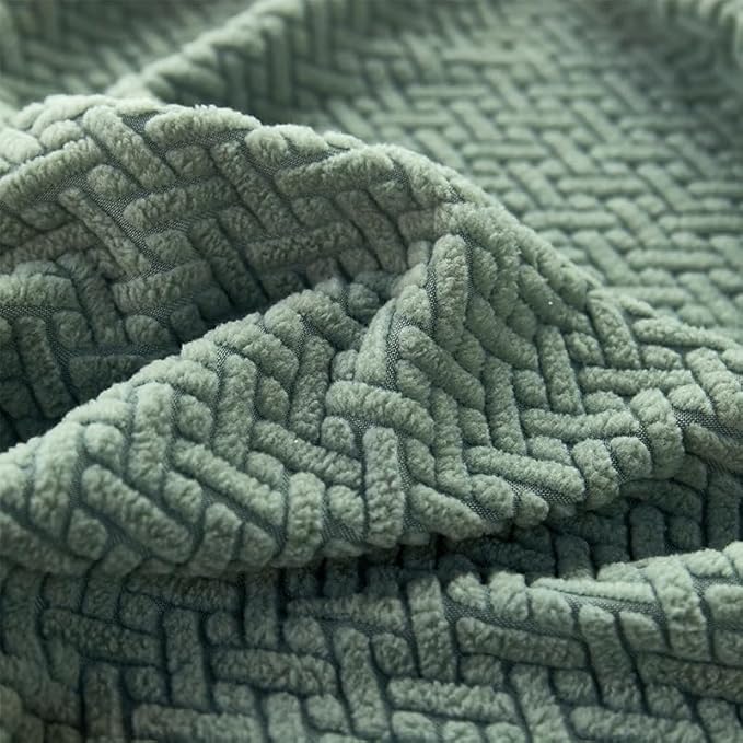 Sofa Covers Couch Covers for Sofa Pet Friendly Couch Cushion Covers Universal Sofa Covers Washable Stretch Slipcovers for Sectional Sofa (Texture Green, 3 Seats + Chaise Cover)