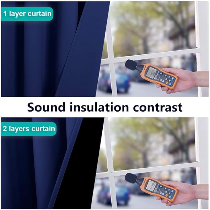 NICETOWN 100% Blackout Curtain Panels, Thermal Insulated Black Liner Curtains for Nursery Room, Noise Reducing and Cold Blocking Drapes for Windows (Royal Blue, Set of 2, 52-inch Wide by 63-inch Long)