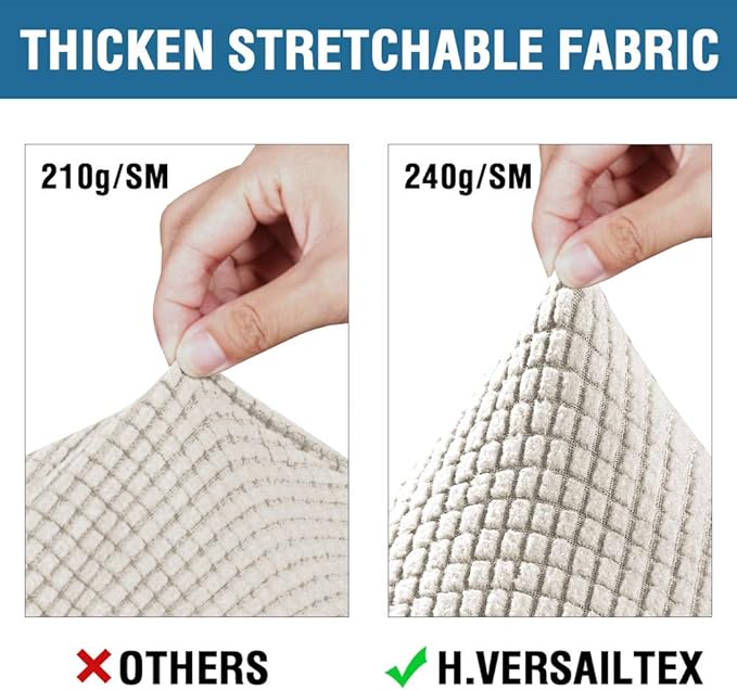 H.VERSAILTEX 4 Piece Stretch Couch Covers for 3 Cushion Couch Sofa Furniture Slipcovers Feature Upgraded Thicker Jacquard Fabric (Sofa, Ivory)