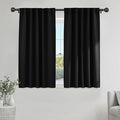 PONY DANCE Blackout Curtains for Bathroom - Solid Light Window Decor for Kitchen/Bedroom,RV Drapes for Camper Windows, 34x45 inch, 2 Curtain Panels, Black
