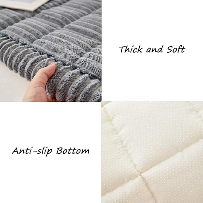 Couch Cover for Dogs Washable, Fuzzy Pet Couch Covers for 3 Cushion Sofa Pet Friendly, Non Slip Sofa Cover (Blue-Grey, 35" x 63"/90 x 160cm)
