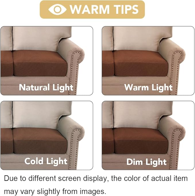 H.VERSAILTEX Stretch Couch Cushion Covers Individual Seat Sofa Chair Slipcovers Cushion Protector Cover Featuring Jacquard Textured Twill Fabric(1 Cushion Chair Cover, Caramel)