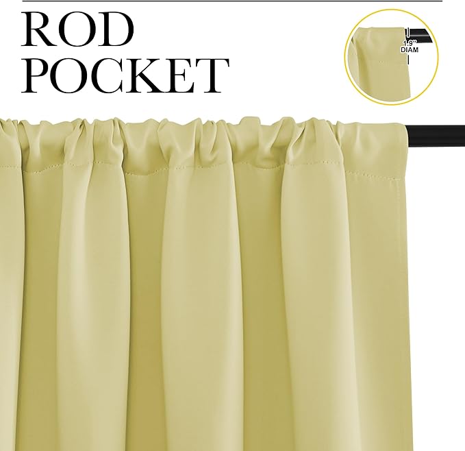 NICETOWN Blackout Curtains Window Draperies, Paler Yellow, Set of 2, 70 by 95 inches Long, Window Treatment Thermal Insulated Solid Room Darkening Drapes for Bedroom