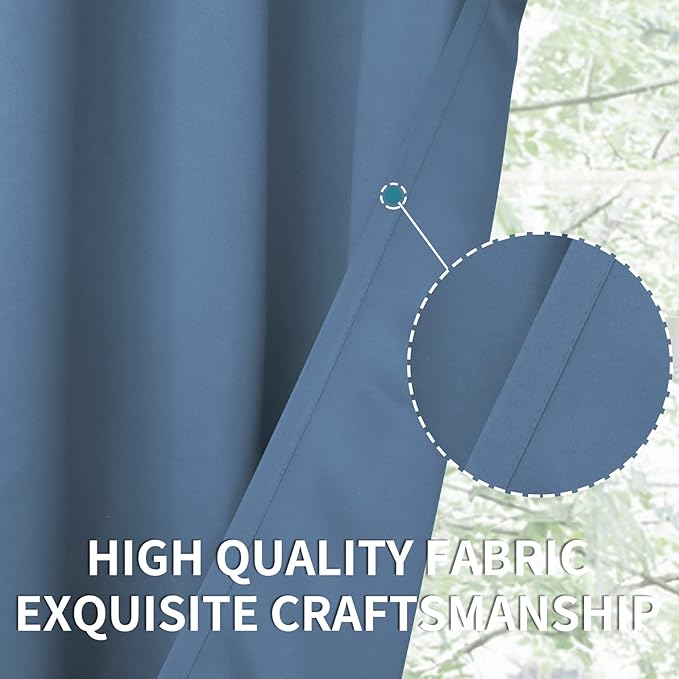BGment Blackout Curtains - Grommet Thermal Insulated Room Darkening Bedroom and Living Room Curtains, Set of 2 Panels (70 x 84 Inch, Denim)