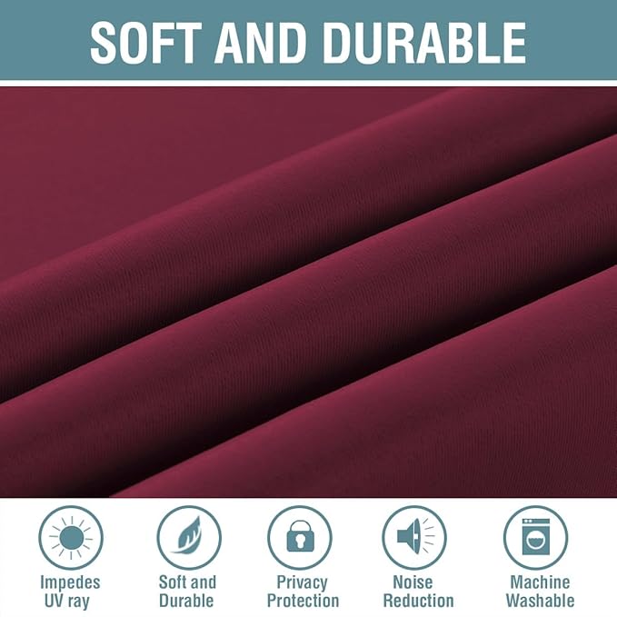 H.VERSAILTEX Light Blocking Blackout Curtains Window Treatment Thermal Insulated Grommet Energy Saving Curtains/Drapes for Bedroom/Living Room (52 x 90 Inch, Burgundy Red)