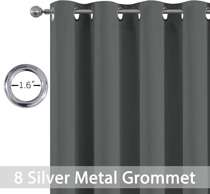 Yakamok Window Draperies Curtains Panels - Light Blocking Curtains, Grommet Top Small Drapes for Short Window/Basement(Dark Grey, 52Wx36L, 2 Panels)