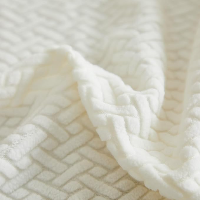 Sofa Covers Couch Covers for Sofa Pet Friendly Couch Cushion Covers Universal Sofa Covers Washable Stretch Slipcovers for Sectional Sofa (Texture Ivory White,Back Cover M)