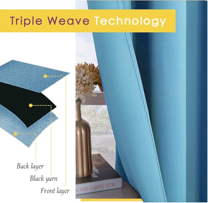 NICETOWN Blackout Curtain Panels for Bedroom, 2 Panels, W42 x L60 inches, Teal Blue, Thermal Insulated Grommet Top Blackout Draperies and Drapes