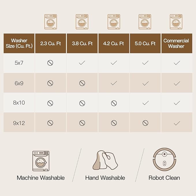 Lofus 8x10 Area Rug for Living Room,Brown Washable Large Rugs with Non-Slip Backing,Soft Neutral Carpets for Bedroom Dining Room Home Office Indoor Nursery