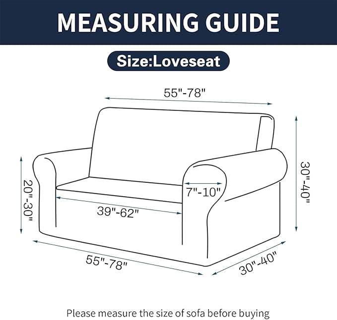 Cupuamon 2026 New Stretch Loveseat Sofa Slipcovers Couch Cover for 2 Cushion Furniture Protector Sofa Covers with Elastic Bottom Jacquard Fabric Small Checks for Pets, Kids - Silver