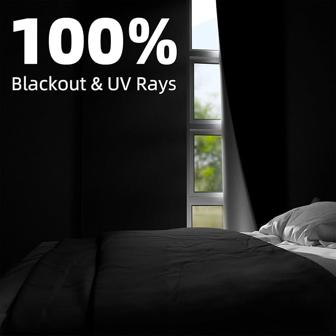 NIGHTON Portable Blackout Curtains 30"×59" Strong Hook and Loop Tape Strips with Adhesive,Black out Shades That can be Cut,100% Blackout Material Blackout Blinds for Baby Nursery or Travel-Black 2Pack