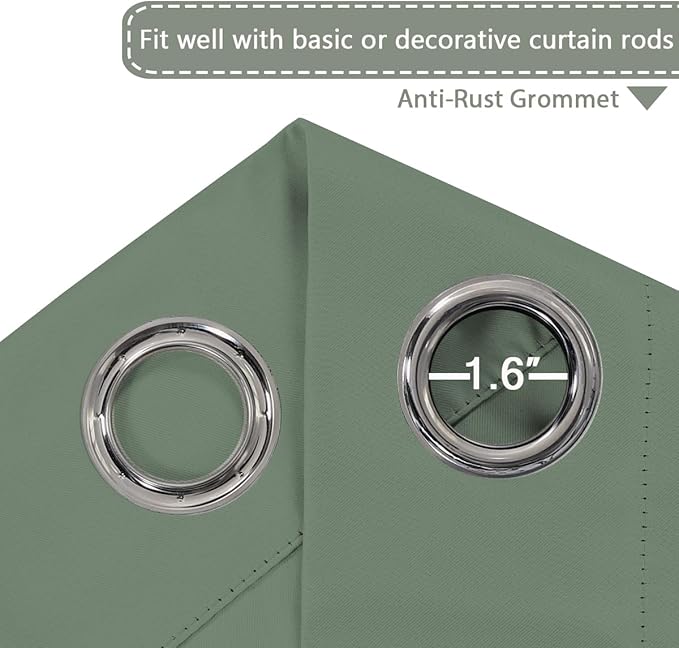 H.VERSAILTEX Blackout Patio Curtains 100 x 108 Inches for Sliding Door Extral Wide Blackout Curtain Panels Thermal Insulated Room Divider - Grommet Top, 9' Tall by 8.5' Wide - Green Bay