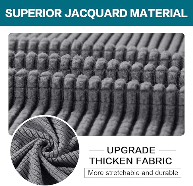 Turquoize 2 Piece Chair Covers Chair Slipcovers for Living Room Armchair Couch Cover Chair Sofa Cover with Individual Cushion Covers Furniture Cover for Chairs Feature Jacquard Fabric (Chair, Gray)