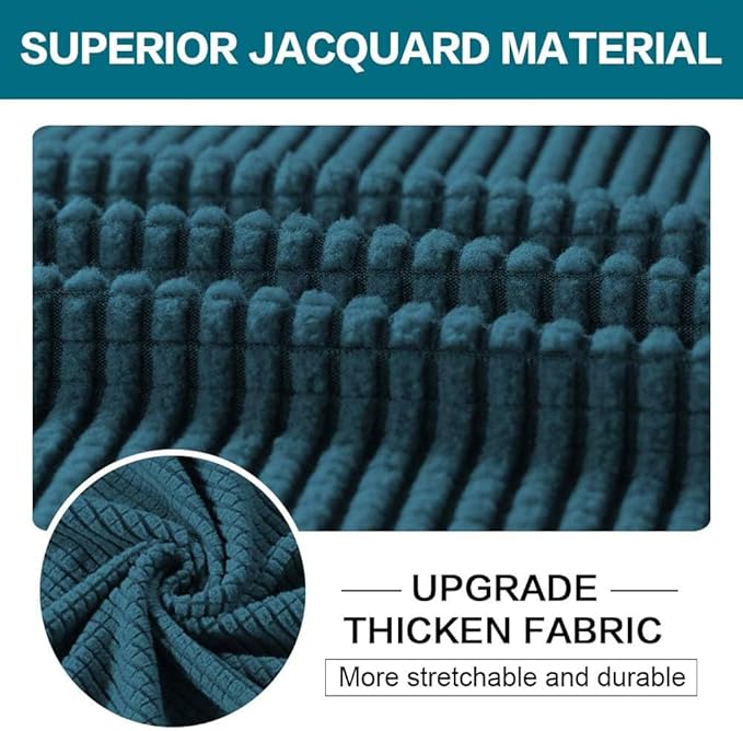 Turquoize 4 Piece Sofa Covers for 3 Cushion Couch Sofa Slipcover Soft Couch Cover for Dogs-Washable Sofa Furniture Covers with 3 Individual Large Cushion Covers Jacquard Fabric(XL Sofa,Deep Teal)
