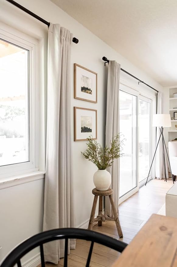 100% Blackout Shield Linen Blackout Curtains for Bedroom 102 Inches Long, Back Tab/Rod Pocket Living Room Drapes, Thermal Insulated Blackout Curtains 2 Panels Set, 50" W x 102" L,Cream