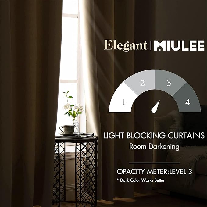 MIULEE Room Darkening Curtains Thermal Insulated Black Out Drapes Solid Window Treatment Set Grommet Top Light Blocking Blackout Curtain for Living Room/Bedroom 2 Panels 52 x 84 inch Cream Beige