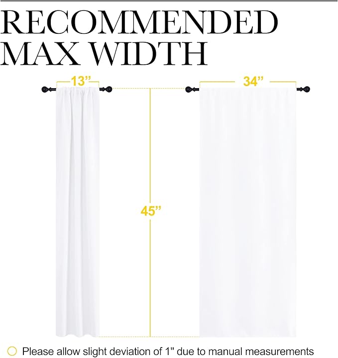 NICETOWN White Curtains for Kitchen Window, Home Decoration Light Filtering Curtains & Drapes for Small Window (34 in x 45 in (W x L), 1 Pair)