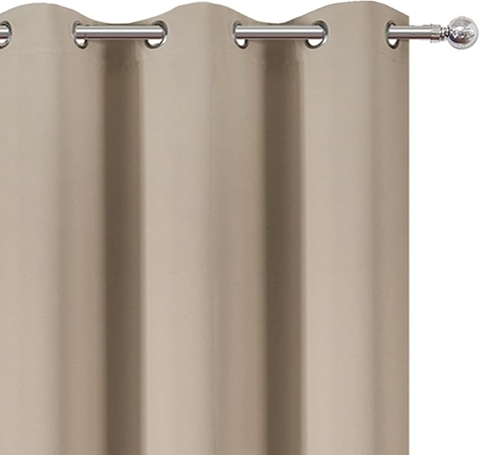 LEMOMO Khaki Blackout Curtains 42 x 54 Inch Length Set of 2 Panels Grommet Bedroom Curtains for Living Room