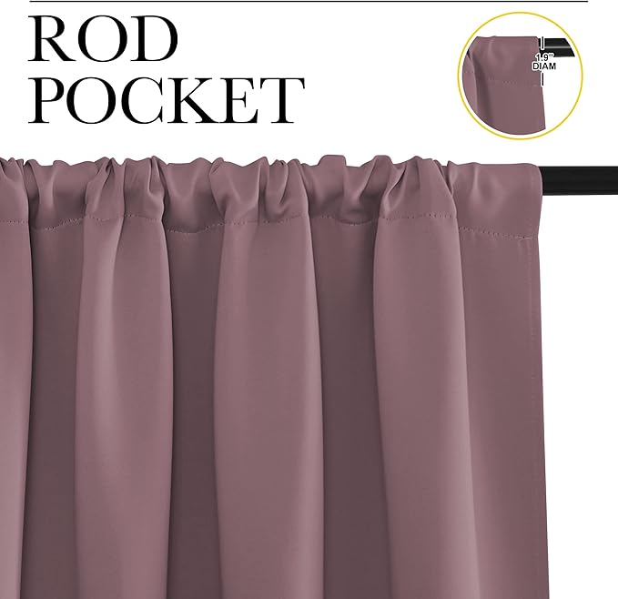 NICETOWN Blackout Curtains for RV Windows, Dry Rose, 29" by 20", 2 Panels, Room Darkening Window Curtain Panels, Easy-Care Solid Thermal Insulated Draperies/Drapes for Daughter Room