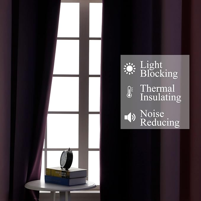 Ombre Pink and Purple Blackout Curtains 84 Inches Long, Full Room Darkening Curtains for Bedroom, Completely Light Blocking Grommet Thermal Insulated Gradient Drapes for Kids Room,52x84 Inch, 2 Panels