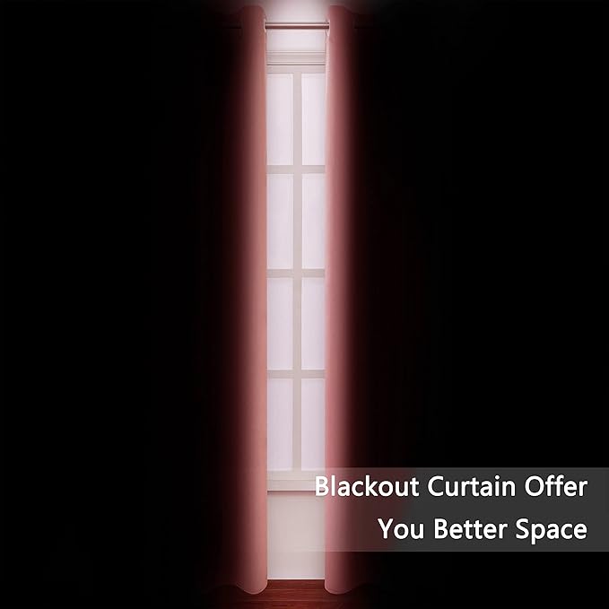 LEMOMO Blackout Curtains 52 x 95 inch/Coral Curtains Set of 2 Panels/Thermal Insulated Room Darkening Bedroom Curtains