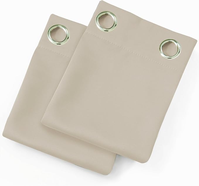 LEMOMO Light Beige Blackout Curtains 42 x 54 Inch Length Set of 2 Panels Grommet Bedroom Curtains for Living Room