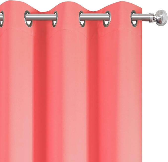LEMOMO Blackout Curtains 52 x 90 Inch Long Coral Curtains Set of 2 Panels Room Darkening Curtains for Bedroom and Living Room