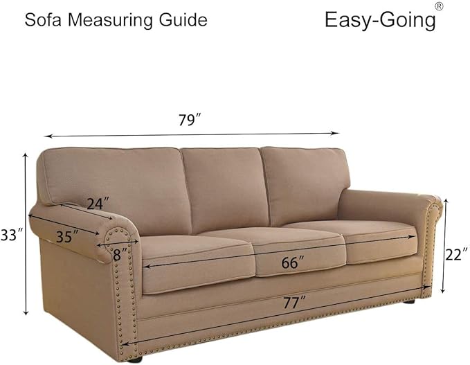 Easy-Going Reversible Couch Cover for 3 Cushion Couch Sofa Cover for Dogs Water Resistant Furniture Protector Cover with Foam Sticks Elastic Straps for Pet Cat (Sofa, Beige/Beige)