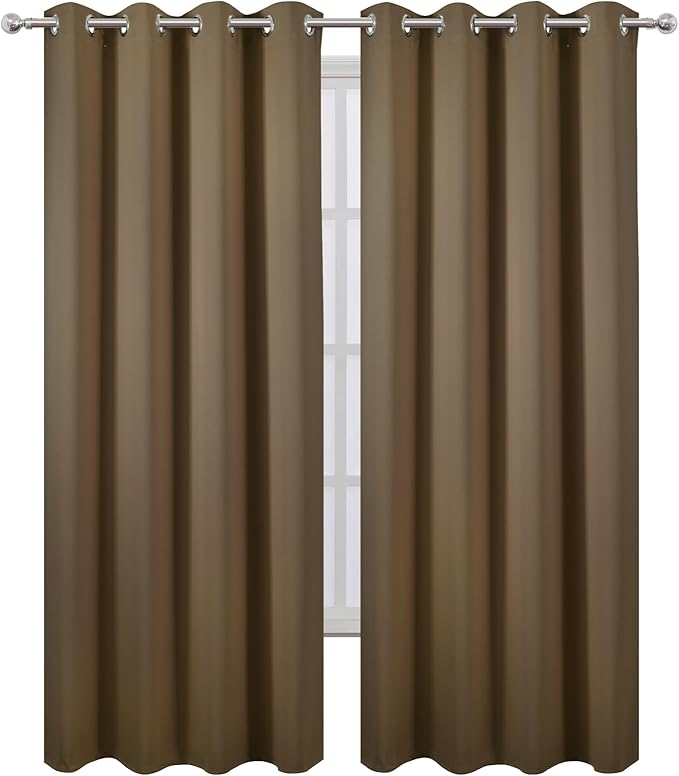 LEMOMO Blackout Curtains 66 x 95 inch/Brown Curtains Set of 2 Panels/Thermal Insulated Room Darkening Bedroom Curtains