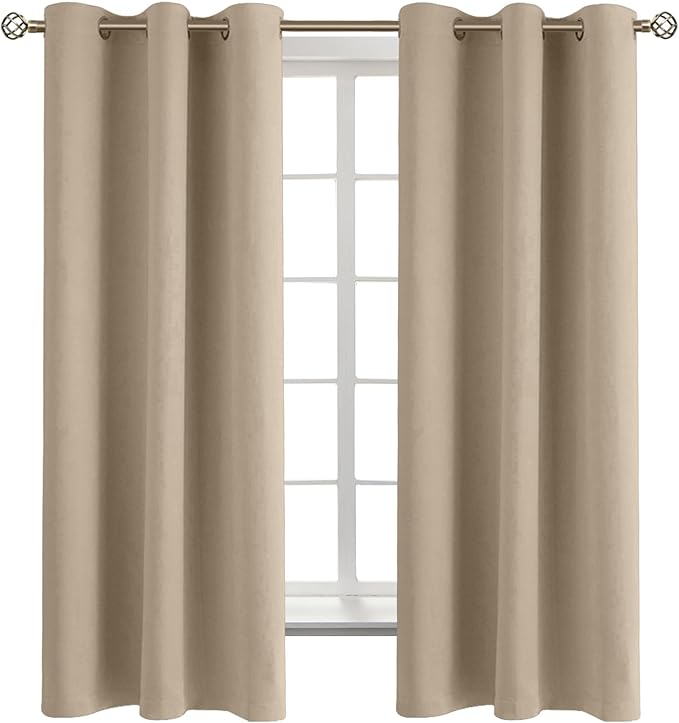 BGment Blackout Curtains - Grommet Thermal Insulated Room Darkening Bedroom and Living Room Curtains, Set of 2 Panels (38 x 63 Inch, Sand)