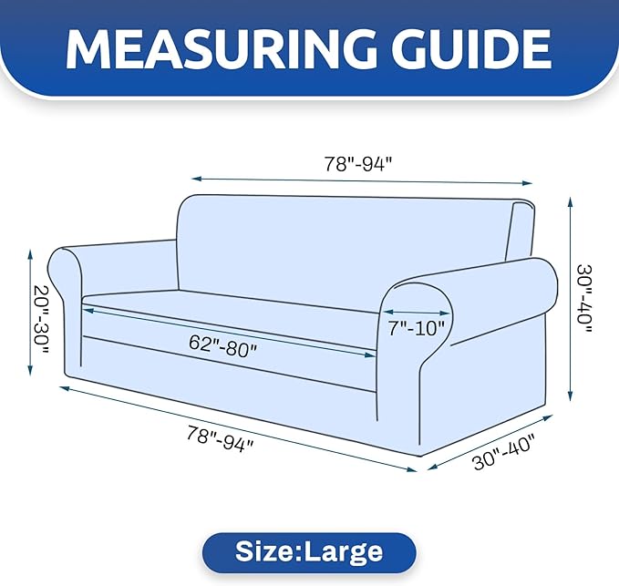 KEKUOU Stretch Sofa Cover Slipcover ，Couch Covers for 3 Cushion Couch Sofa pet Friendly (78"-94") Furniture Protector Sofa with Elastic Bottom for Kids,Dog, Jacquard Small Checked(Large,Peacock Blue)