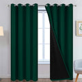 Yakamok 100% Blackout Curtain for Bedroom,Thermal Insulated Drapes with Black Liner Full Room Darkening Energy Efficiency Window Curtains for Living Room(52Wx84L,Dark Green, 2 Panels)