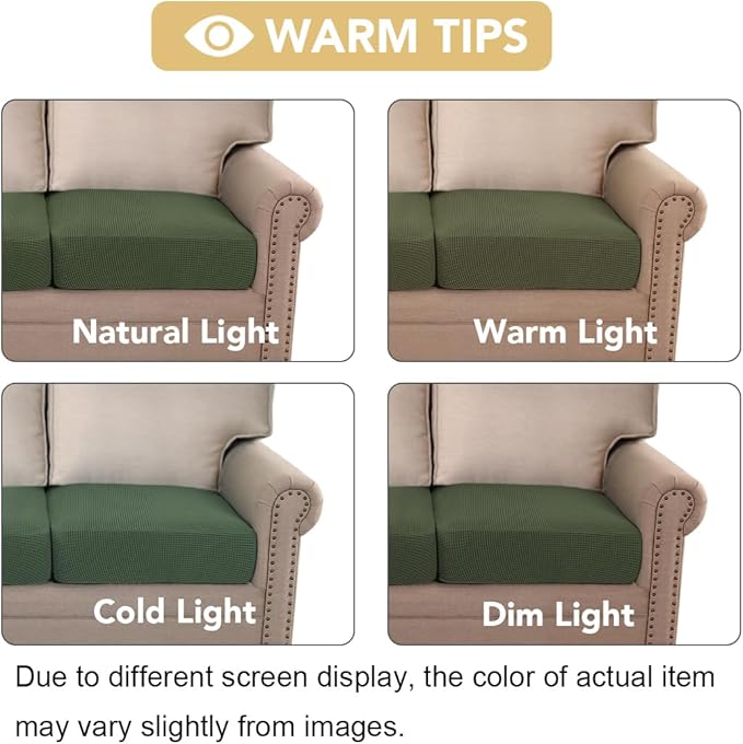 H.VERSAILTEX Super Stretch Individual Seat Cushion Covers Sofa Covers Couch Cushion Covers Slipcover Sets Thick Jacquard Textured Twill Fabric (2 Piece Large Sofa Cushion Covers, Bronze Green)
