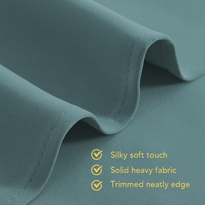 NICETOWN Thermal Insulated Greyish Blue Curtains Blackout Draperies, Window Treatment Solid Grommet Room Darkening Drape Panels for Bedroom (Set of 2, 70 by 54 inches Long)