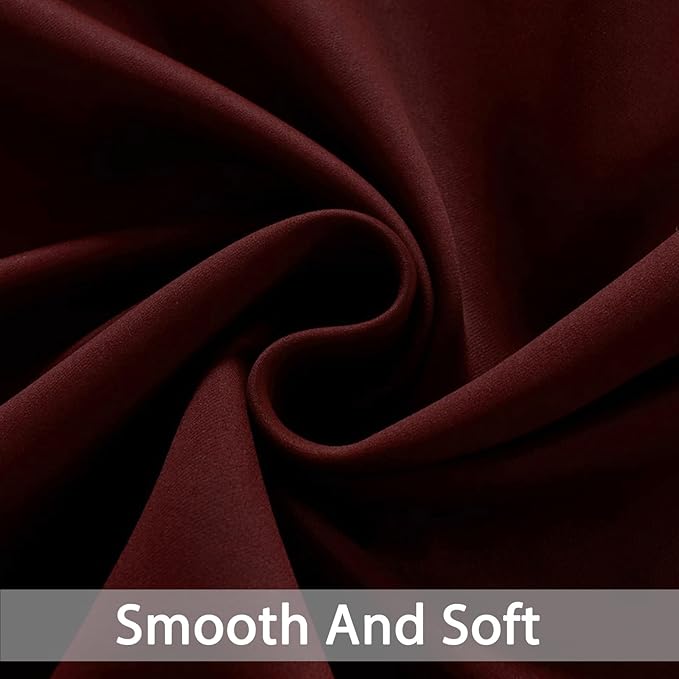 Yakamok Blackout Curtains Room Darkening Thermal Insulated Window Panels,Solid Grommet Top Drapes for Bedroom/Living Room(52Wx90L, Burgundy Red, 2 Panels)
