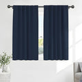 PONY DANCE Blackout Kitchen Curtains - Window Drapes Rod Pocket & Back Tab Energy Efficient Curtain Panels Home Decor for Kids' Room, 42-inch Wide by 45 Long, Navy Blue, 2 PCs