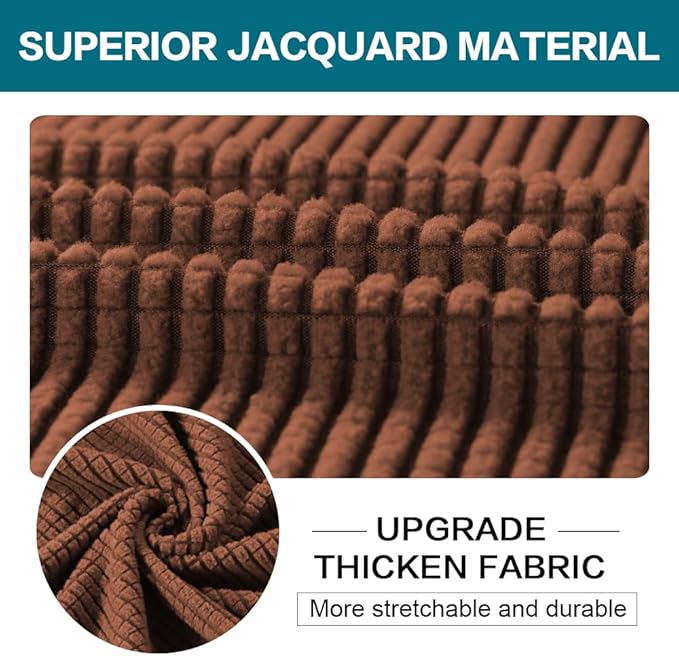 Turquoize 2 Piece Chair Covers Chair Slipcovers for Living Room Armchair Couch Cover Chair Sofa Cover with Individual Cushion Covers Furniture Cover for Chairs Feature Jacquard Fabric (Chair, Caramel)