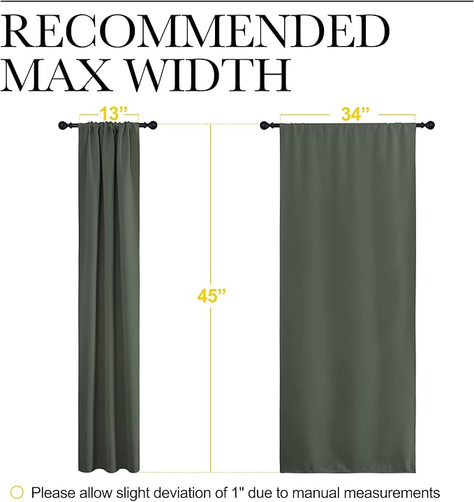 NICETOWN Bedroom Curtains Blackout Draperies - All Season Thermal Insulated Solid Rod Pocket Top Blackout Curtains/Drapes for Kid's Room (Dark Mallard, 1 Pair, 34 x 45 Inch)
